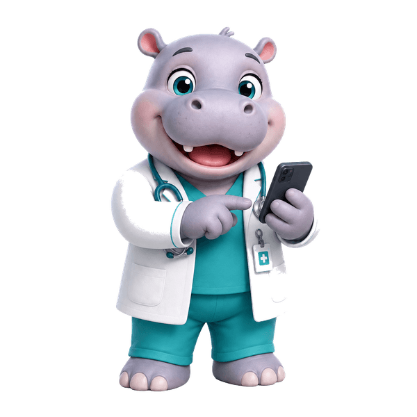 Mascote do Hippo gravando no celular