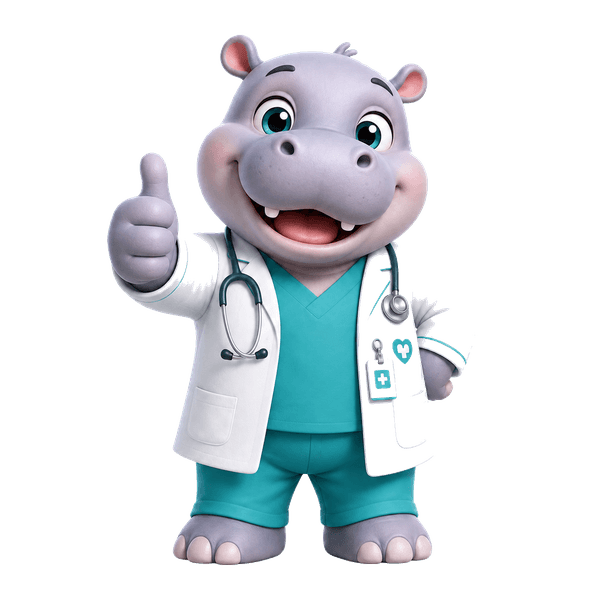 Mascote do Hippo fazendo joinha
